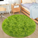 4x4 ft Tie Dye Green Round Rug for Bedroom Room Fluffy Circle Rug Furry Carpet Shaggy Circular Fuzzy Washable Non-Slip Large Area Rug Soft Indoor for Living Room Cute Aesthetic Home Decor