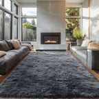 OLANLY 7x9 Machine Washable Large Area Rugs for Living Room, Bedroom, Soft Fluffy Shaggy Bedside Rug, Indoor Floor Carpet for Kids Girls and Boys, Dorms, Nursery, Home Decor Aesthetic, Grey