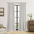 Guken 90 Inch Long Natural 100% Blackout Linen Curtains for Living Room Back Tab Rod Pocket Modern Farmhouse Thermal Insulated Drapes for Bedroom Black Out Window Curtain 2 Panels, 52x90