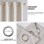 MIULEE 100% Blackout Linen Curtains for Bedroom 52x92 Inches Ivory