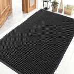 OLANLY Front Door Mat Indoor Outdoor Entrance, Waterproof Heavy Duty Doormat, Fade Resistant, Low Profile, Easy Clean Patio Porch Welcome Floor Mats for Entry, 47x32, Off-Black