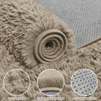 6x9 Fluffy Shag Area Rugs for Living Room Bedroom: Soft Carpet Gray Camel