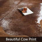 AROGAN 6×7.2 Feet Western Decor Faux Fur Cowhide Rug, Feet Premium Animal Skin Cow Hide Rug, Sturdy Cow Print Rugs for Wall Decor, Western Floor Carpet for Bedroom Living Room, Dark Brown
