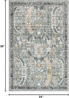 Madane Washable Area Rug 2x3, Small Entryway Rug Non-Slip Vintage Door Mat Indoor Entrance, Low Pile Floor Carpet for Inside Front Door Bedroom Kitchen Entry Laundry (2'x3', Green/Gold)