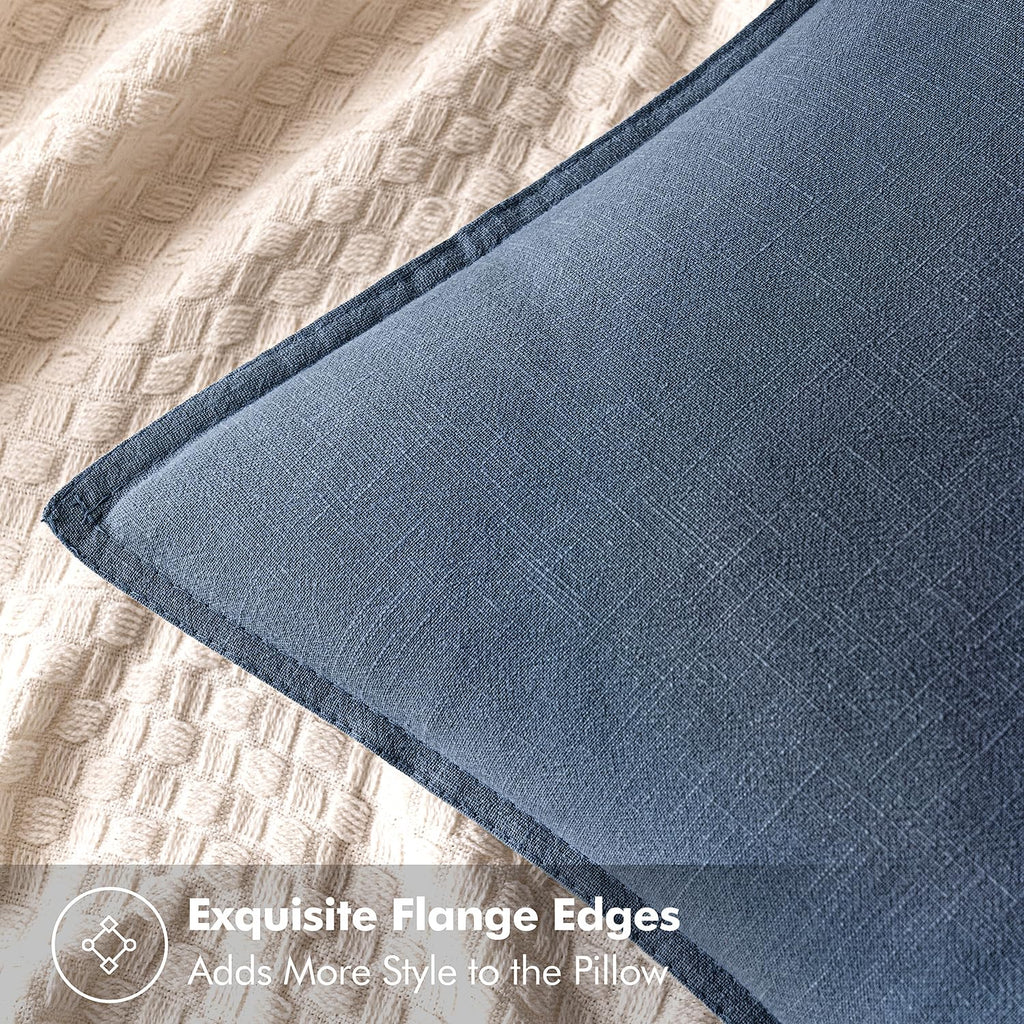 MIULEE Decorative Linen Euro Sham Pillow Covers 26x26 Inch Blue Ashes