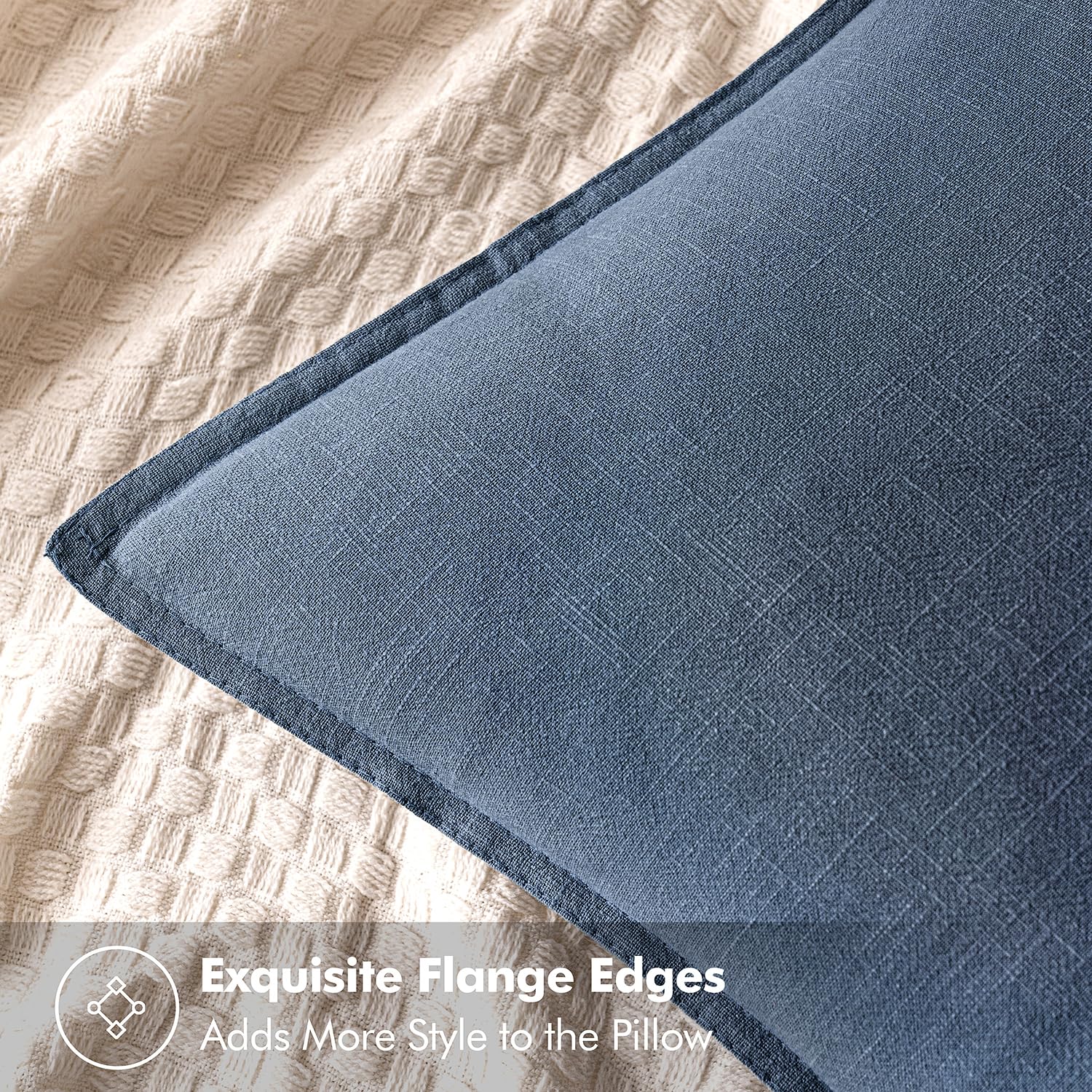MIULEE Decorative Linen Euro Sham Pillow Covers 26x26 Inch Blue Ashes