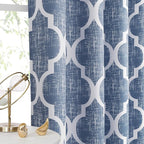 Beauoop 100% Blackout Curtains 90 Inches Long 2 Panels for Bedroom Living Room Blue Moroccan Geo Room Darkening Thermal Insulated Soundproof Grommet Top Window Treatments Drapes, 50x90 Set of 2