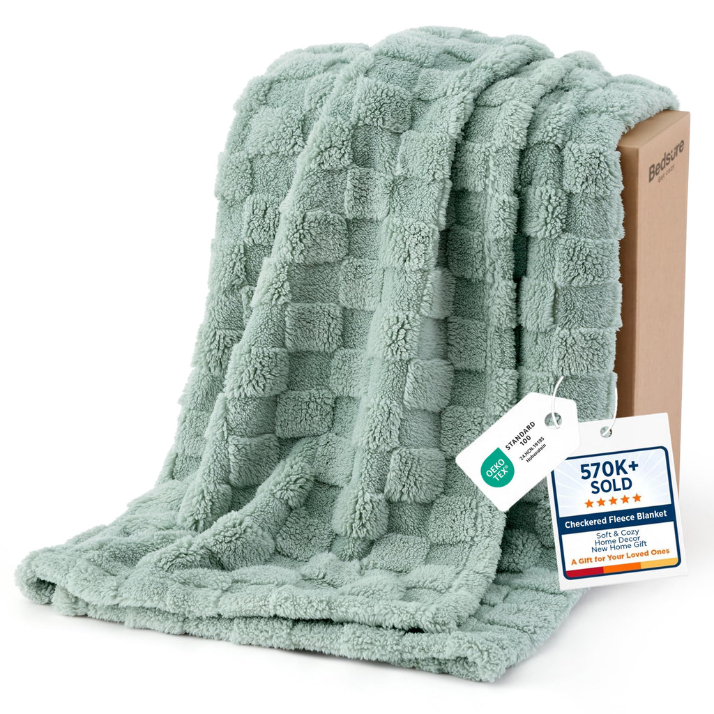 Bedsure Checkered Soft Cozy Twin XL Blanket for Bed, Ashley Blue, 66"×90"