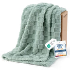 Bedsure Checkered Fleece Throw Blankets for Bed/Couch, Ashley Blue,50"×70"
