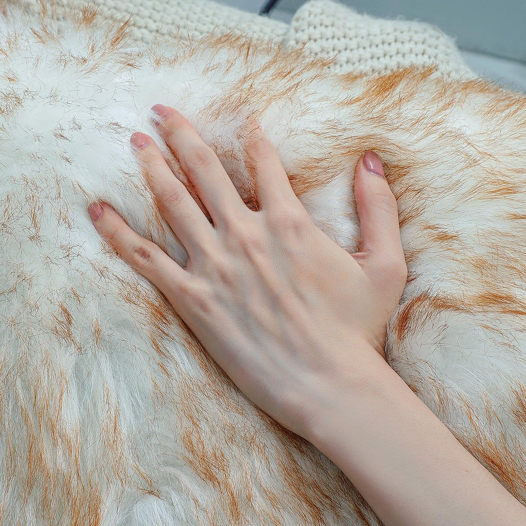 linmopm Faux Fur Sheepskin Rug, 2x3 ft, White and Yellow