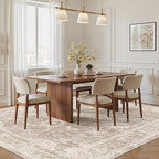 Madane 5x7 Area Rugs for Living Room, Washable Vintage Natural Rug with Non-Slip Backing, Soft Floral Print Throw Rugs Floor Low Pile Carpet for Bedroom Dining Room Farmhouse (5 x 7, Brown/Sand)