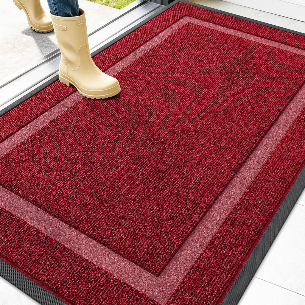 OLANLY Front Door Mat Outside 47x30, All-Season Heavy-Duty Rubber Doormat