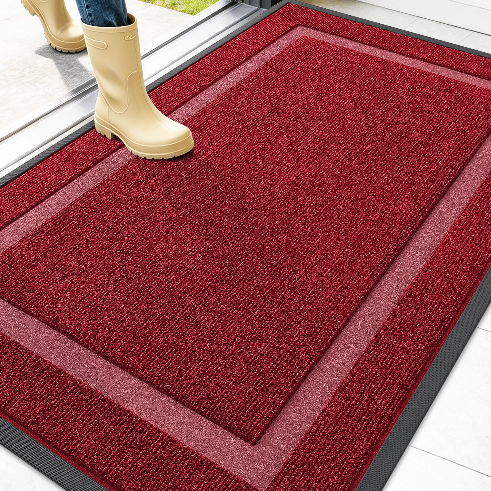 OLANLY Front Door Mat Outside 47x30, All-Season Heavy-Duty Rubber Doormat