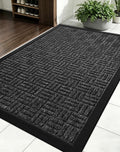 Mibao Front Door Mat Outdoor Entrance, 29.5" x 17" Heavy Duty Welcome Mat for Outdoor and Indoor, Waterproof Dirt Trapper Doormat, Super Absorbent Indoor Entryway Mat for Patio & Porch - Gray