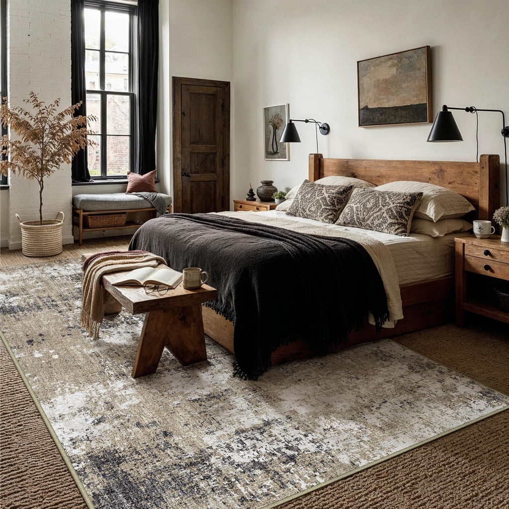 PureCozy Brown Area Rug 6x9 Modern Abstract