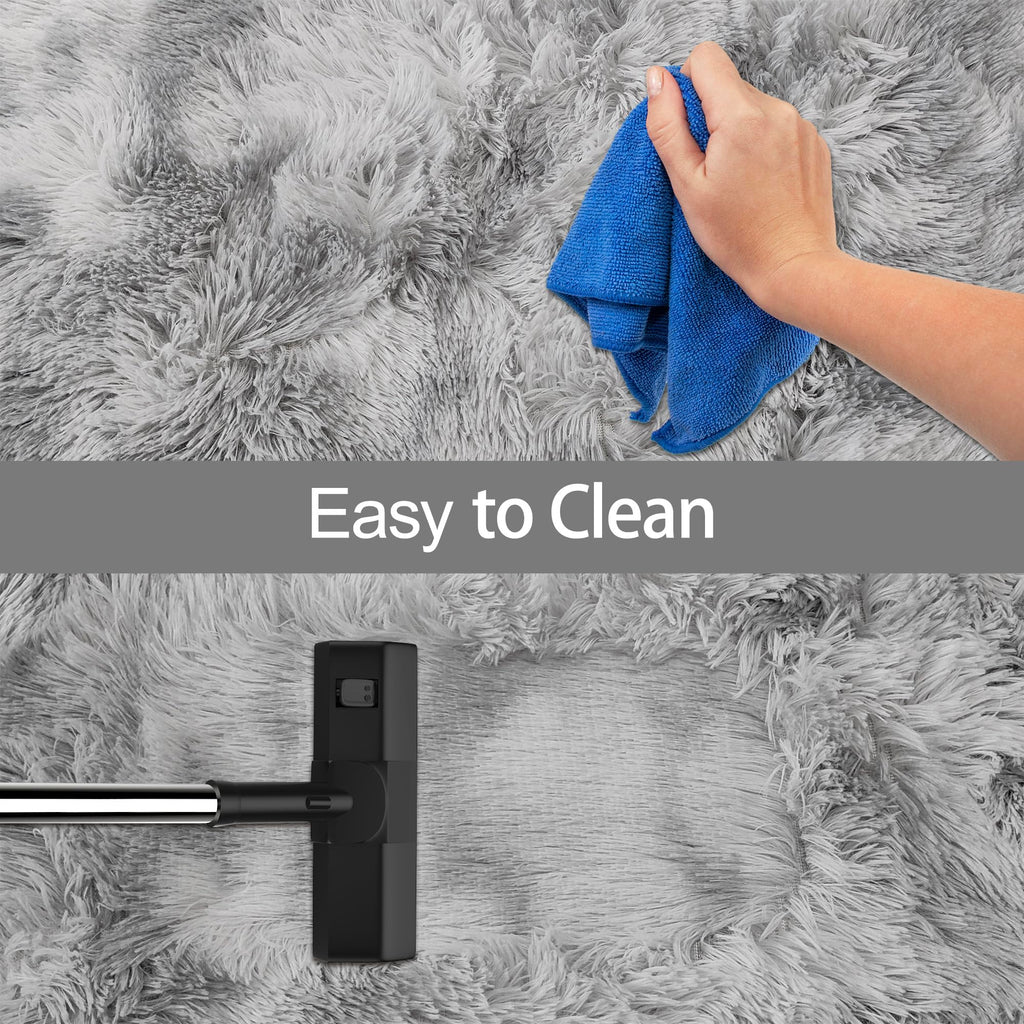 JiaoBaba Tie Dye Grey Rug for Living Room 5x8ft Fluffy Modern Shag Area Rug Mat Bedside Throw Rug for Bedroom Kids Room Boys Teens Nursery Baby Dorm Office Home Decor Soft and Cozy Carpets