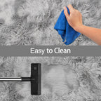 JiaoBaba Super Soft Fluffy Living Room Area Rug 3x10 ft Tie-Dyed Light Grey Shaggy Furry Carpet Washable Non-Slip Floor Rugs Bedroom Bedside Nursery Rug Fuzzy Boys Girls Dorm Home Decor Aesthetic