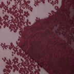 YJ YANJUN Vintage Lace Curtains 54 Inch Length-Victorian Floral Pattern Red Burgundy Short Sheer Curtain Panels for Kitchen Garage, Embroidery Light Filtering, Christmas Drapes 2 Panels 52W x 54L