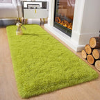 Chicrug Soft Runner Rug for Bedroom Living Room Plush Fluffy Rugs 2x6 Feet, Shag Furry Runner Carpet Non Shedding for Nursery Children Kids Girls Room Home Decorative, Green