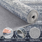 Nakagishi Boho 2x6 Runner Rug Machine Washable Rugs Non Slip Denim Blue