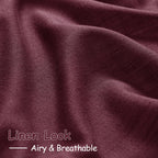 Burgundy Linen Curtains 63 Inches Long 2 Panel Sets for Living Room Bedroom Rod Pocket Back Tab Light Filtering Drape for Kitchen Window Short Protect Privacy Curtain Modern Farmhouse Decor 52x63