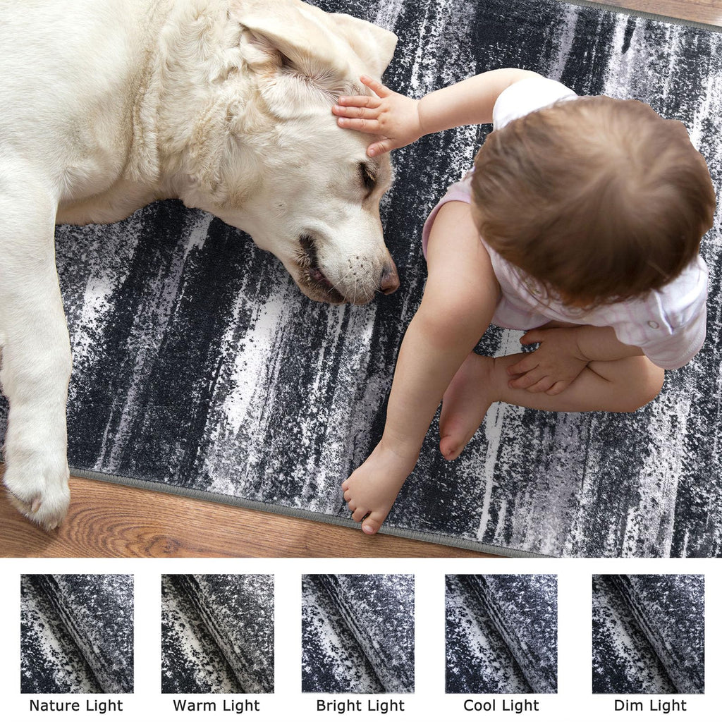 Lansny Abstract Washable 2x6 Runner Rug Non Slip Runners for Hallway