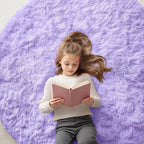 OLANLY Light Purple Round Rugs for Bedroom - Machine Washable, 5 ft Circle Area Rugs for Living Room, Soft and Fluffy Shaggy Carpet for Teen Girls and Boys, Nursery Rooms, Dorms, Home Decor Aesthetic