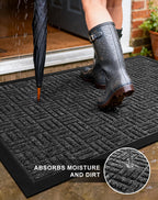 Mibao Front Door Mat Outdoor Entrance, 29.5" x 17" Heavy Duty Welcome Mat for Outdoor and Indoor, Waterproof Dirt Trapper Doormat, Super Absorbent Indoor Entryway Mat for Patio & Porch - Gray