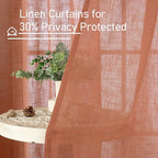 LAMIT Light Filtering Linen Curtains 72 inches Long for Bedroom, 2 Panels