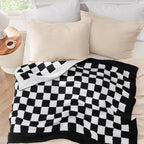 Bedsure GentleSoft Cozy Soft Throw Blanket, Black Checkered Fluffy Blankets, Lightweight Warm Knit All Season Throw Blankets for Couch Bed Sofa, Travel, Birthday Gifts for Women, Men, 50x60 Inches