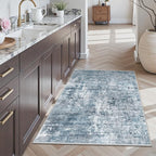 Soalmost Abstract 3x4 Rugs, Small Washable Area Rug for Entryway Blue/Grey