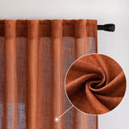 MIULEE Rust Fall Linen Curtains 52x96 Inch 2 Panels for Bedroom Living Room