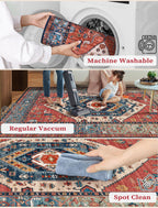 SERISSA 3x12 Washable Non Slip Boho Runner Rug for Hallway，Rust