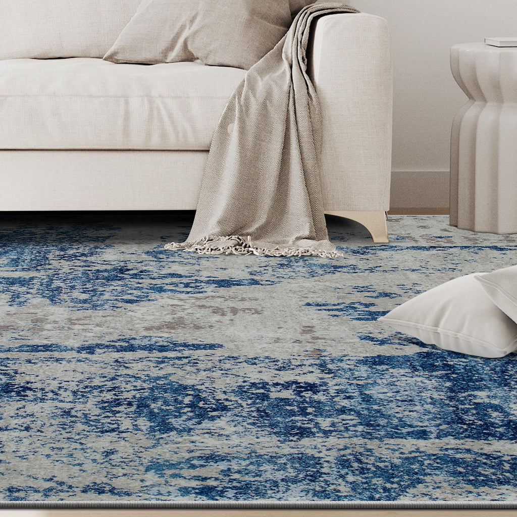 4x6 Area Rugs for Living Room Washable Bedroom Dining Room Blue Grey White
