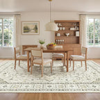 zesthome Area Rug 8x10,Ultra-Thin Washable Rugs for Living Room, Non-Slip Backing Area Rugs,Small Entryway Rug,Vintage Medallion Pattern Rugs (Beige,8'x10')