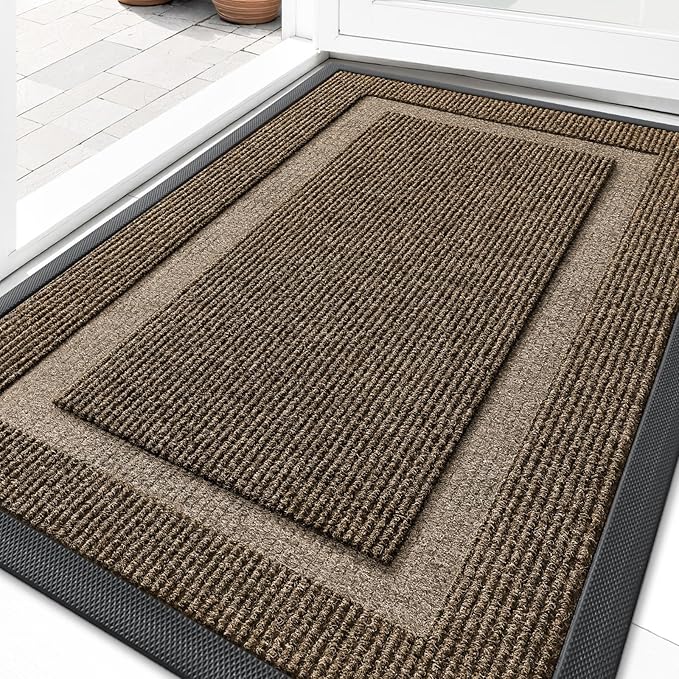 OLANLY Front Door Mat Outside 35x23, All-Season Heavy-Duty Rubber Doormat