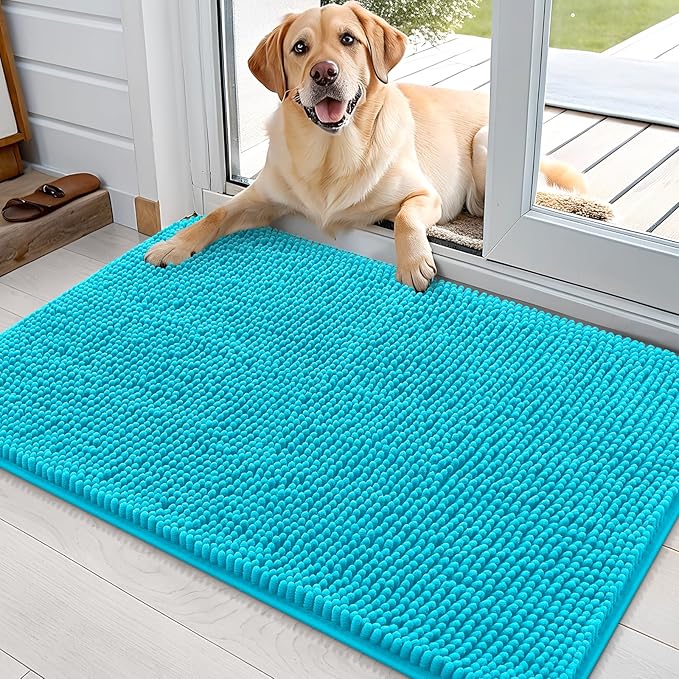 OLANLY Dog Door Mat for Muddy Paws 35x24, Super Absorbent Chenille Mud Mat