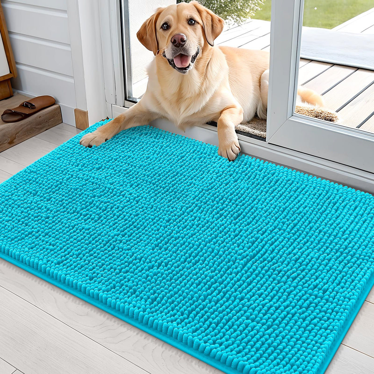 OLANLY Dog Door Mat for Muddy Paws 35x24, Super Absorbent Chenille Mud Mat
