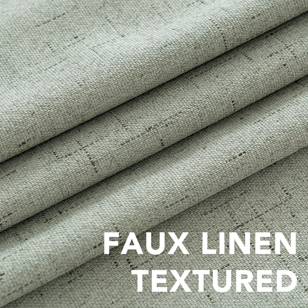 H.VERSAILTEX Linen Blackout Curtains 63 Inches Long 100% Absolutely Blackout Thermal Insulated Textured Linen Look Curtain Draperies Anti-Rust Grommet, Energy Saving with White Liner, 2 Panels, Sage