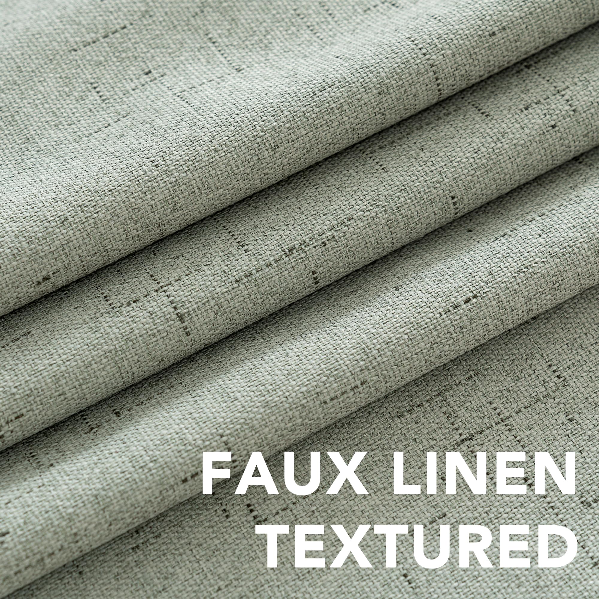 H.VERSAILTEX Linen Blackout Curtains 63 Inches Long 100% Absolutely Blackout Thermal Insulated Textured Linen Look Curtain Draperies Anti-Rust Grommet, Energy Saving with White Liner, 2 Panels, Sage