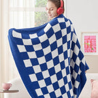 Bedsure GentleSoft Checkered Throw Blanket for Couch - Super Soft Cozy & Warm Knit Navy Blue Blankets, Breathable, Lightweight & Fluffy Plaid Blanket for Bed, Sofa, Gifts for Women Men, 50x60 Inches