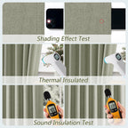 Sage Green 100% Blackout Linen Curtains 72 Inch Length 2 Panels Set for Living Room Bedroom Back Tab Thermal Insulated Black Out Drapes Room Darkening Farmhouse Window Curtains 72 Inches Long