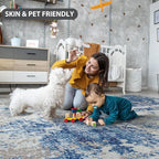 5x7 Area Rugs for Living Room Rug Washable: Abstract Rug for Dining Room Bedroom Carpet Non Slip 5 by 7 Indoor Modern Nursery Home Office Blue Grey White