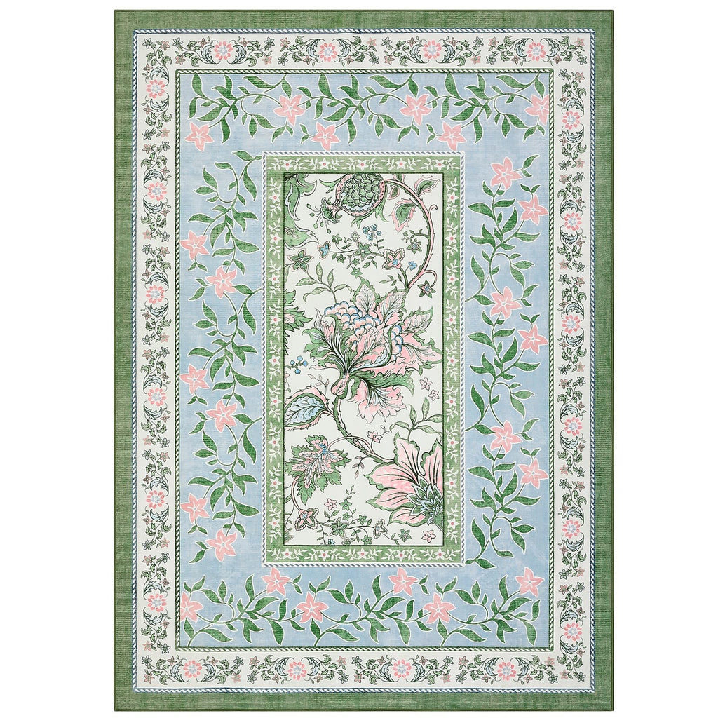 GarveeHome Teal 2x3 Door Mat Indoor Rugs for Entryway Provence Small Botanical Grove Cottage core Washable Non-Slip Low-Pile Rug for Bedroom Bathroom Entrance TPE Backing