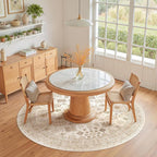 zesthome Washable Round Area Rugs - Non-Slip 6ft Round Rugs, Ultra-Thin Large Circle Rugs for Living Room, Soft Low Pile Rug for Bedroom, Kitchen, Nursery - Vintage Round Rug(Cream/Beige,6'x6')