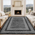GarveeHome 8x10 Large Washable Area Rug Modern Bordered Distressed Geometric Floor Carpet