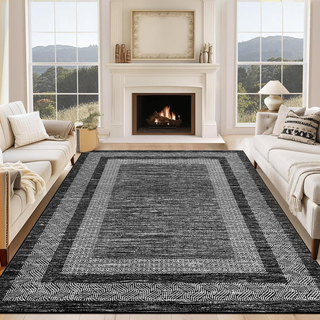 GarveeHome 10x13 Large Washable Geometric Area Rug Non Slip Non Shedding Floor Carpet