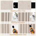 Guken Oatmeal 100% Blackout Curtains 90 Inch Length 2 Panels Set for Living Room Bedroom Back Tab Thermal Insulated Black Out Linen Drapes Room Darkening Window Curtains 90 Inches Long