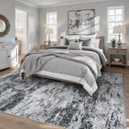 Area Rugs 6x9 for Living Room: Washable Rug Modern Abstract Neutral Soft Non-Slip Low-Pile Indoor Carpet for Bedroom Dining Room Playroom Home Office (Black Grey, 6'x9')