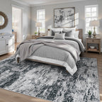 pmtsns Area Rugs 6x9 for Living Room: Washable Rug Modern Abstract Neutral Soft Non-Slip Low-Pile Indoor Carpet for Bedroom Dining Room Playroom Home Office (Black Grey, 6'x9')